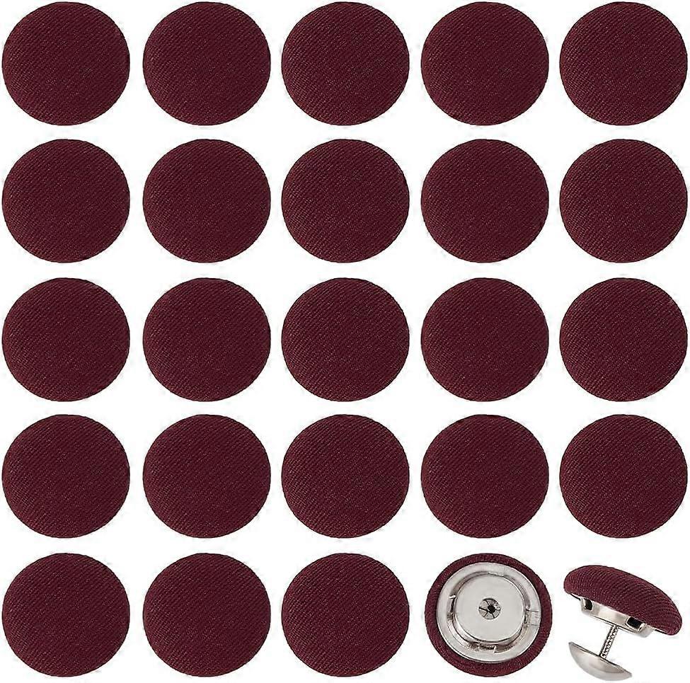 32 Sets 0.67Inch Baseball Cap Button Top Replacement Hats Button Dark Red Cloth Covered Hat Button for Hat Replacement