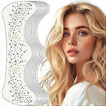 Glitter Freckles Face Tattoo, Glitter Freckles, Sparkle Makeup Patches-Gold-Face Glitter Speckles Patches, 4pcs