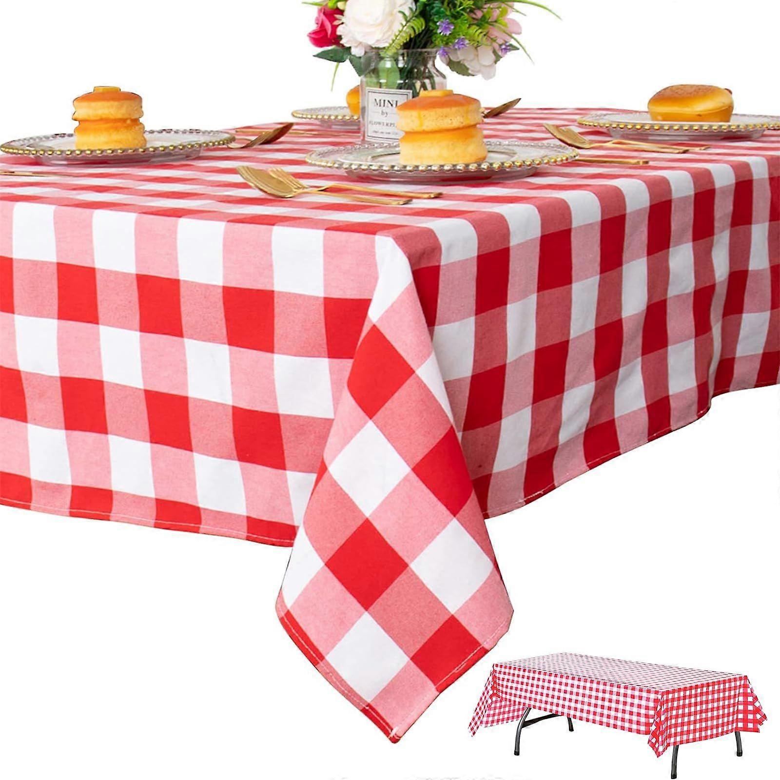 2 Pack Plastic Tablecloths 137x274cm, Disposable Checkered Rectangle
