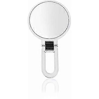 R8 5X Magnifying Double Sided Mirror Makeup Mirror Hand Held Mirror with Folding Handle (White) XKS