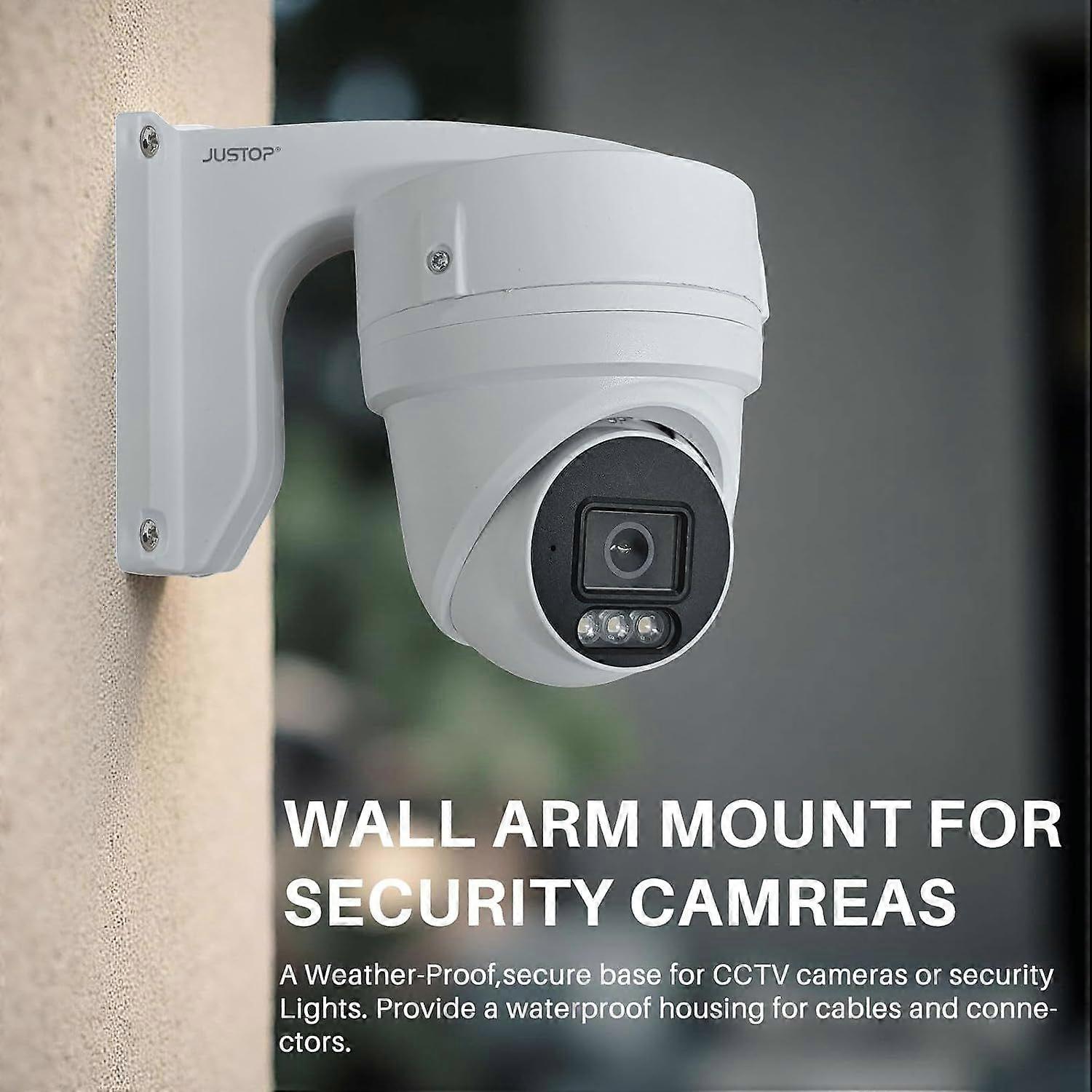 Universal CCTV Camera Wall Mount Bracket, White Outdoor Junction Box Base