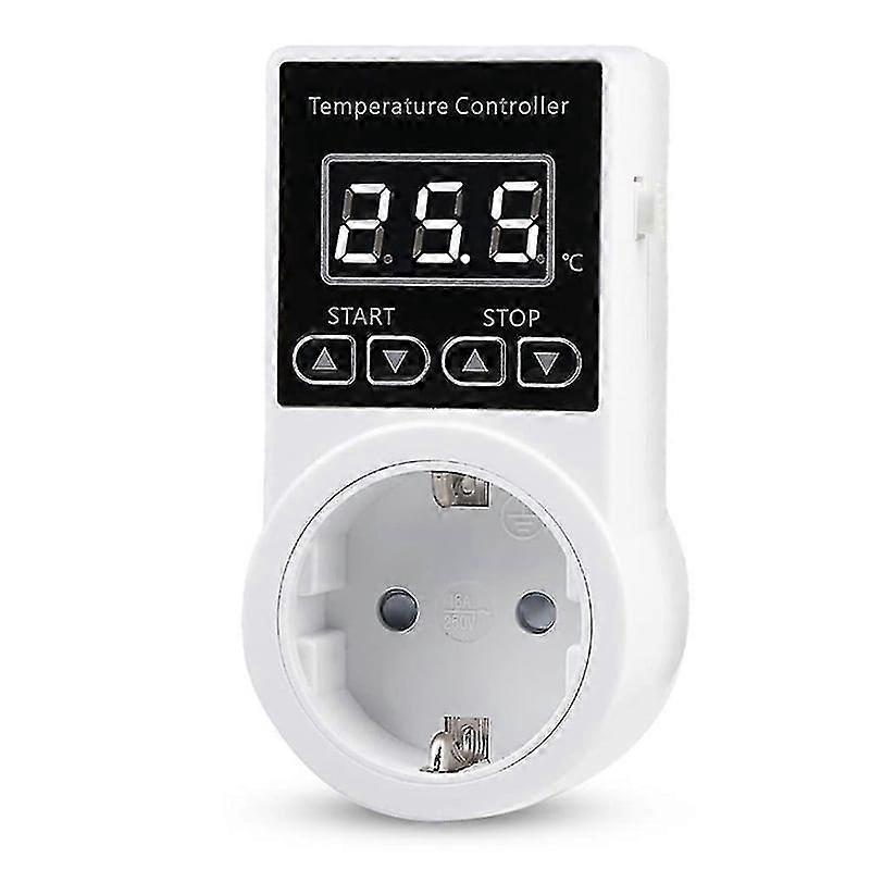1pcs Thermostat Socket With Sensor, Digital Temperature Controller Socket, Waterproof Temperature Switch Eu Plug