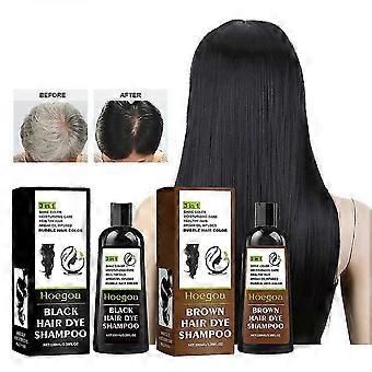 Schwarzes Haarfärbe-Shampoo für graues Haar, Sofort-Färbe-Shampoo mit Schaumfärbung für Männer und Frauen, pflanzliche Dunkelfärbung