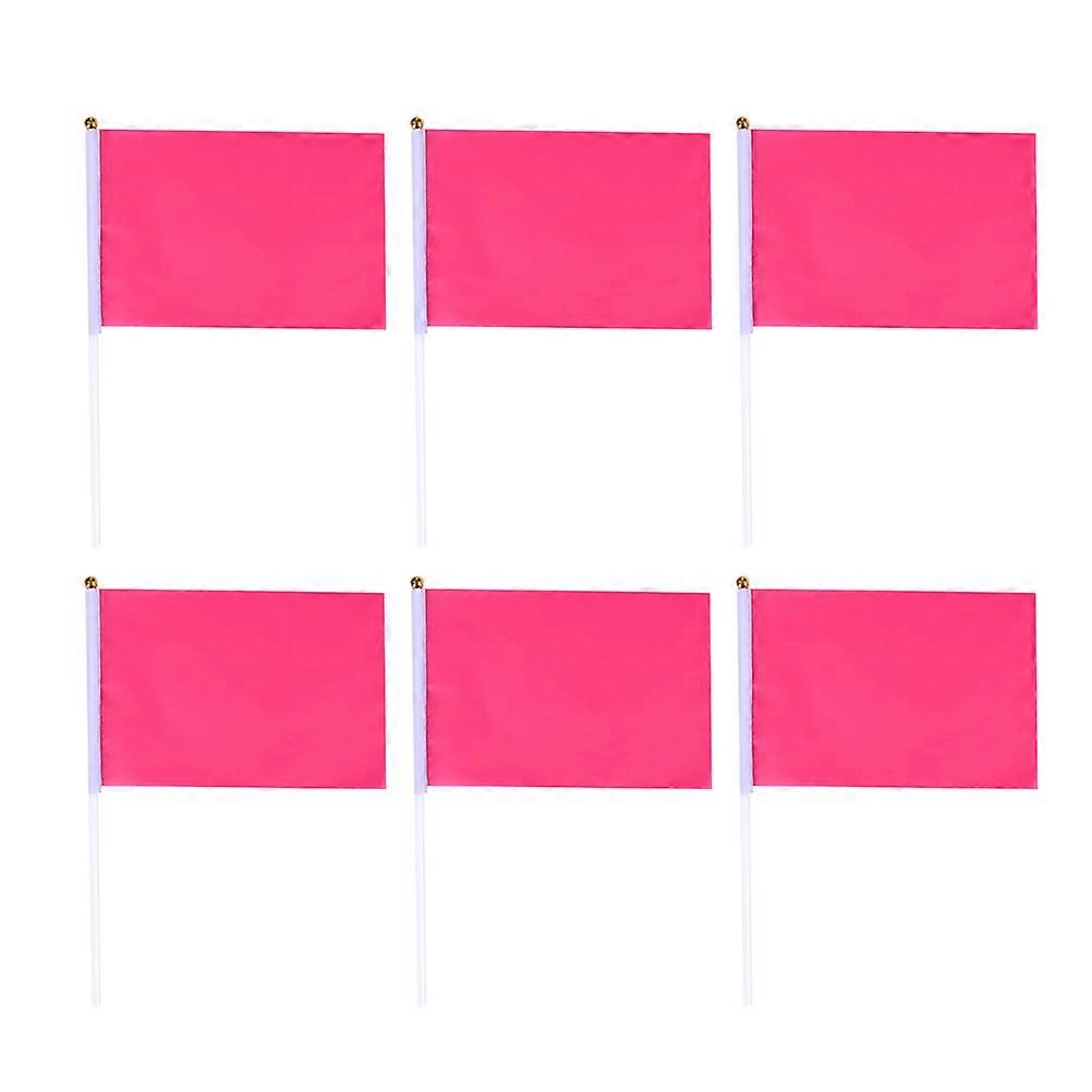 Handheld Square Flags for Party Use 50Pcs Rosy Solid Color Mini Party Flags