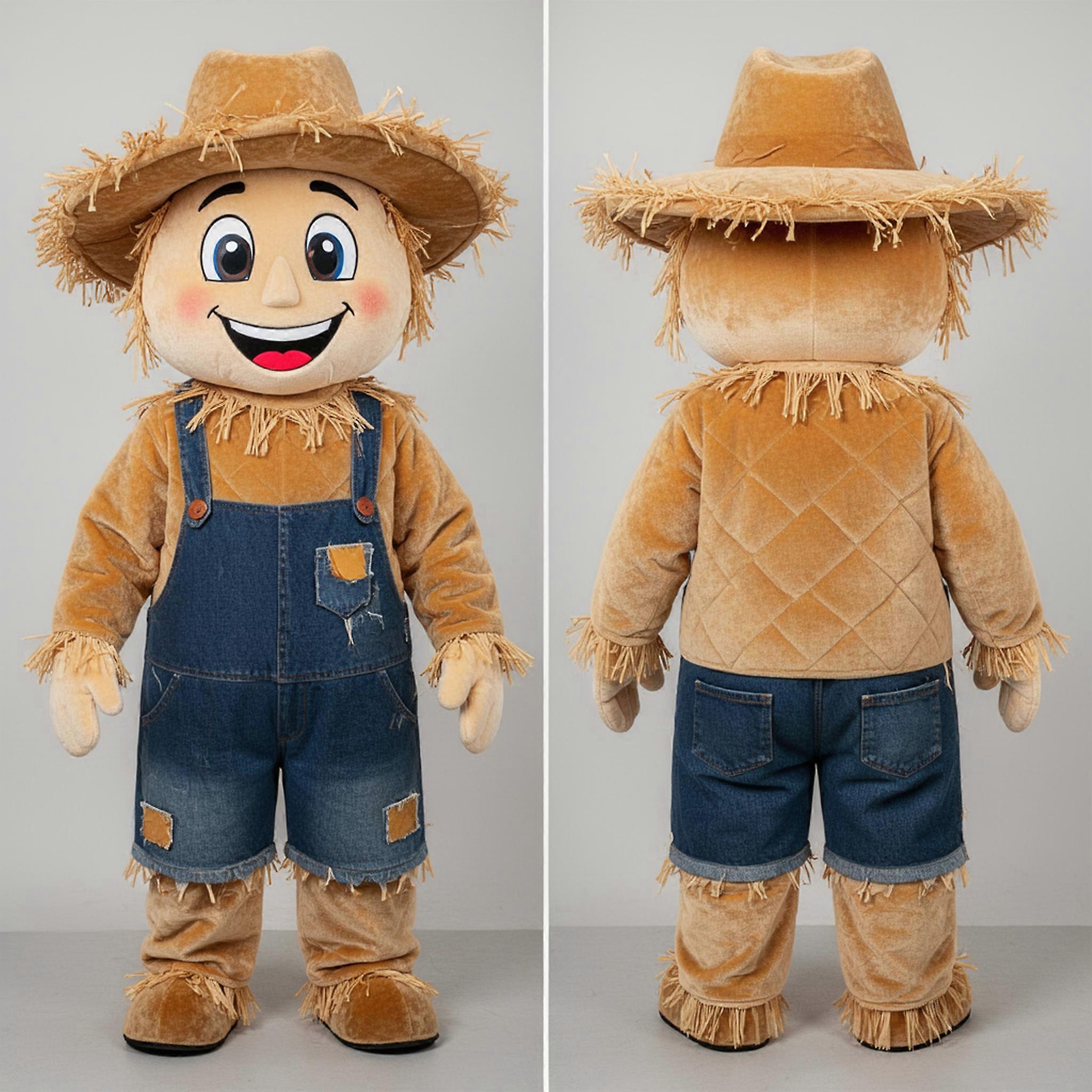MASTICOT Tan Padded Scarecrow Mascot