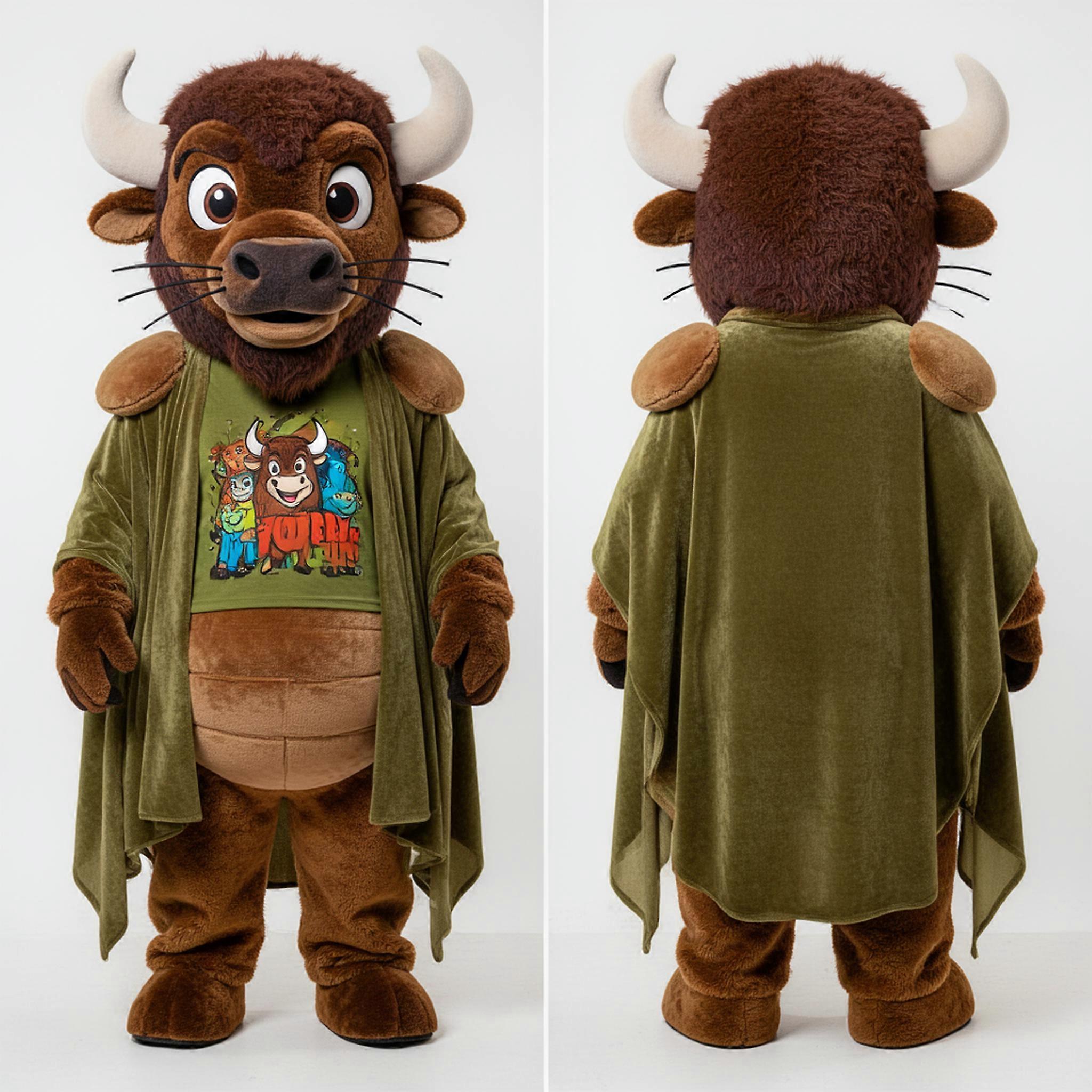 MASTICOT Olive Green Broad Shouldered Bison Mascot