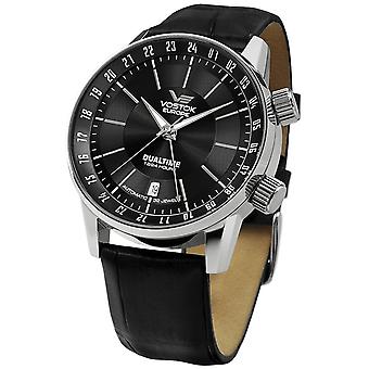 Vostok gaz-14 limouzine automatic dualtime Automatic Analog Man Watch with Cowhide Bracelet 2426-5602059
