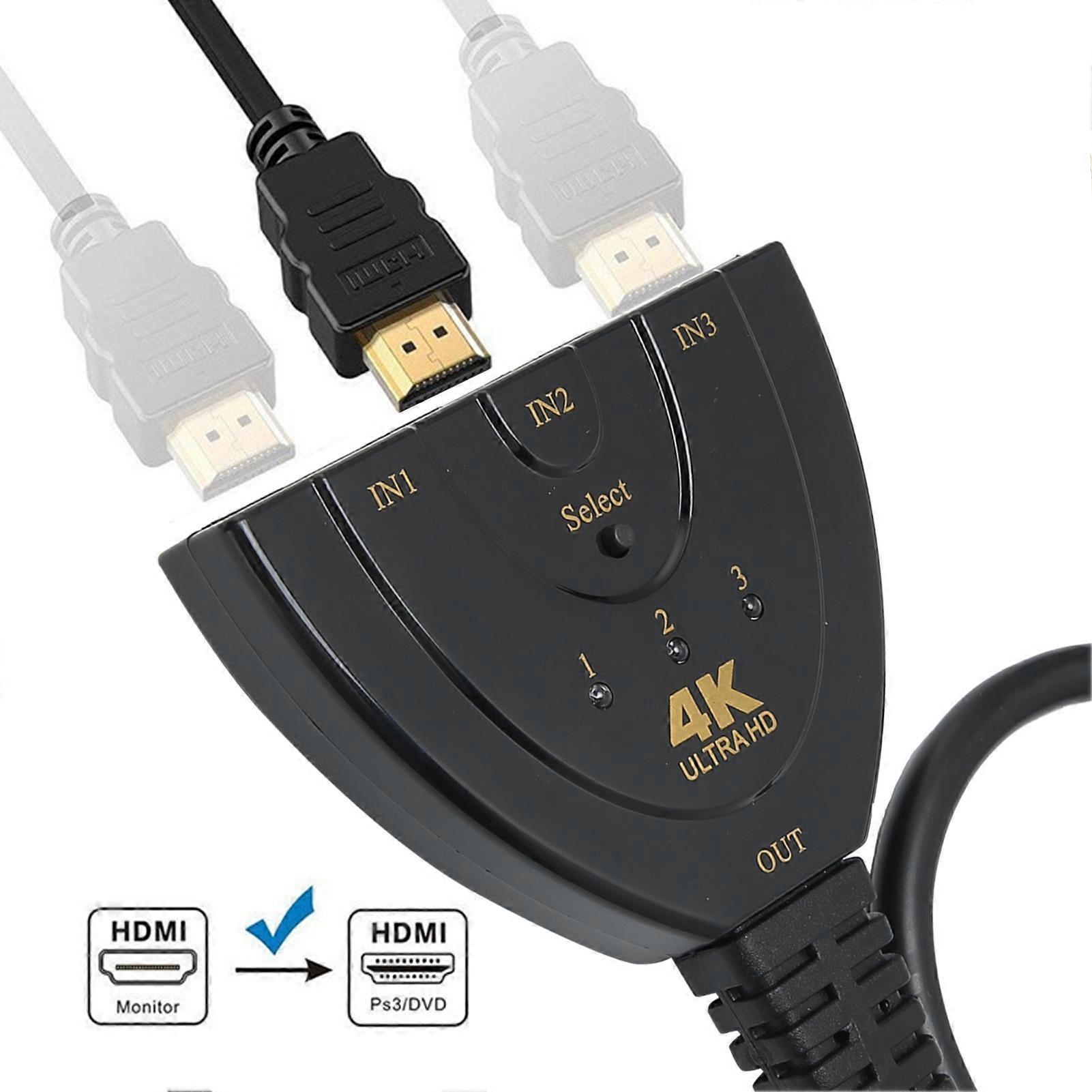 HighDefinition Multimedia Interface 4K Switcher 3 In 1 Out 4Kx2K Switcher SplitterCable Splitter