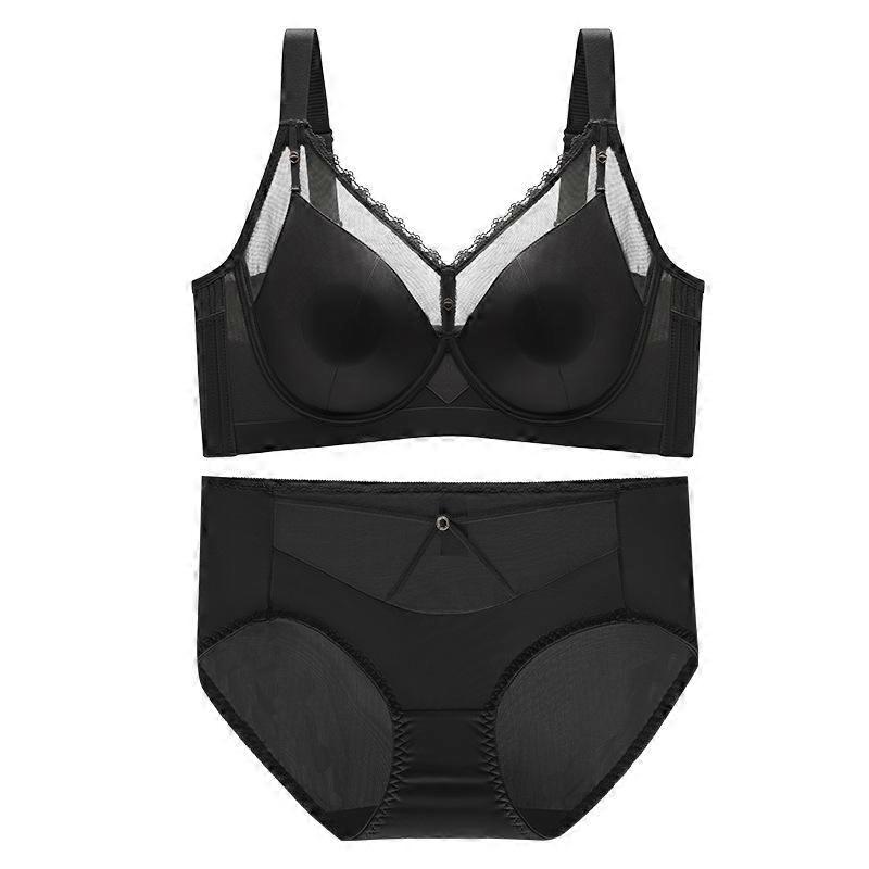 Women's Lace Minimizer Bra Set with Underwire and Adjustable Straps