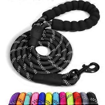 Dog Rope, Nylon Dog Leash With Soft Padded Handle And Reflective Threads, 150cm X 1.2cm, Black 124.