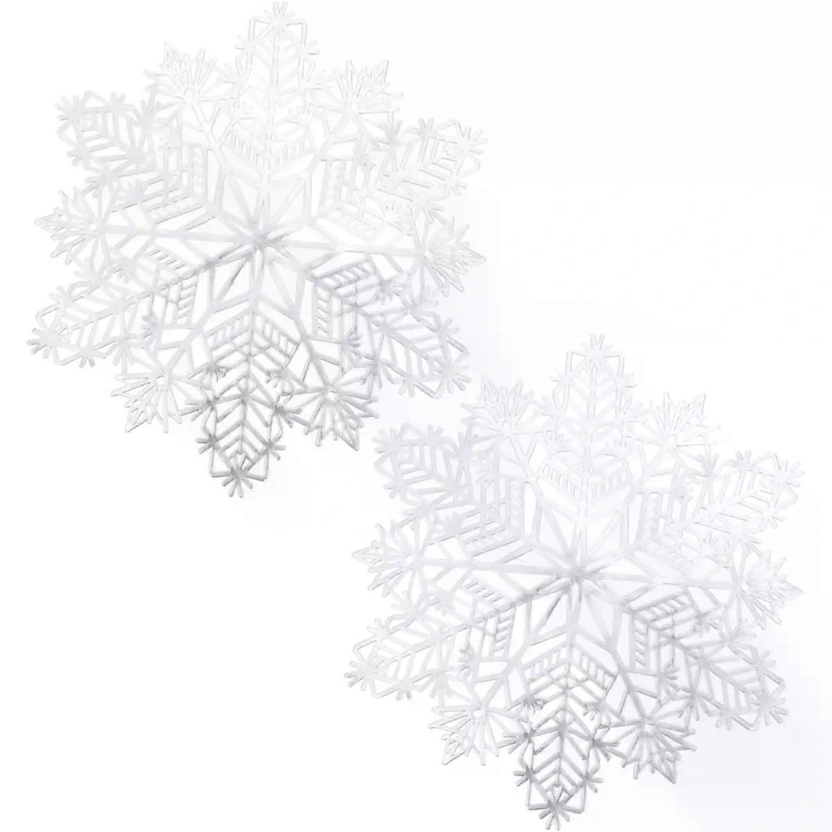 Snowflake Table Mats 2pcs, PVC Protective Mat for Holiday Dining