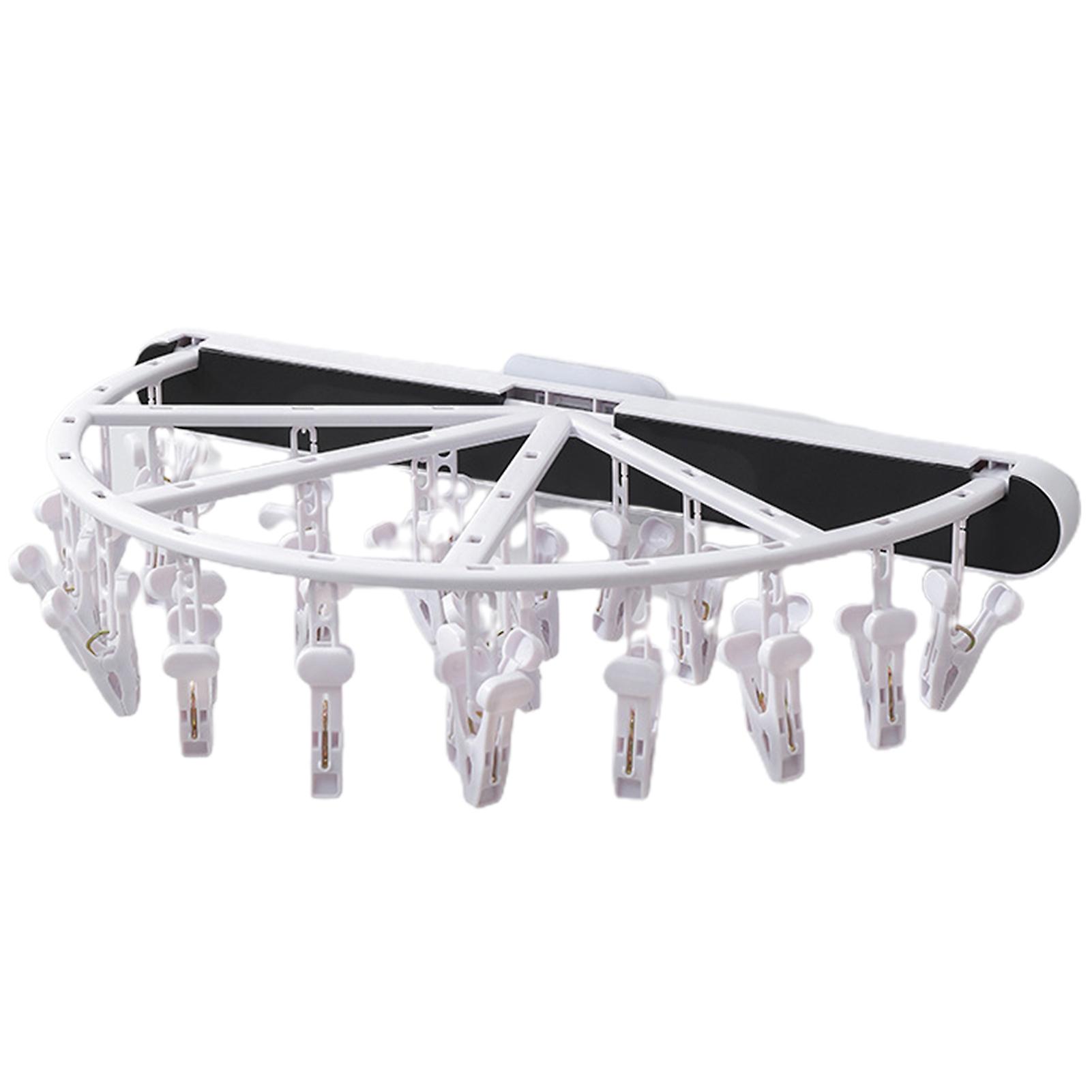 Foldable Clothes Drying Hanger With 24 Removable Clips Multipurpose Waterproof Hanger