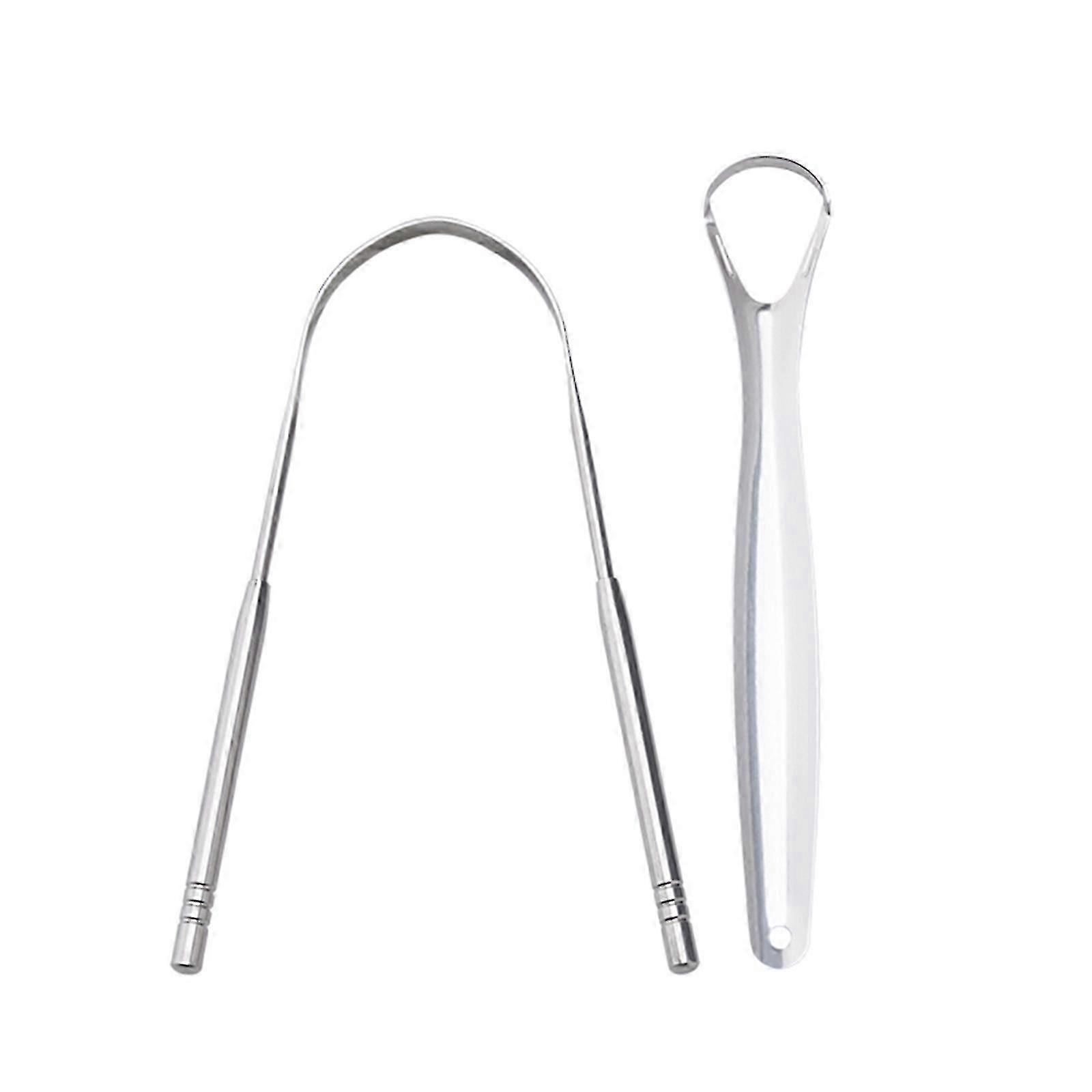 Tongue Scraper 2 Pack In Different Shapes Reduce Bad Breath Stainless Steel Tongue Cleaners Metal Tongue Scrapers Breath Fresher