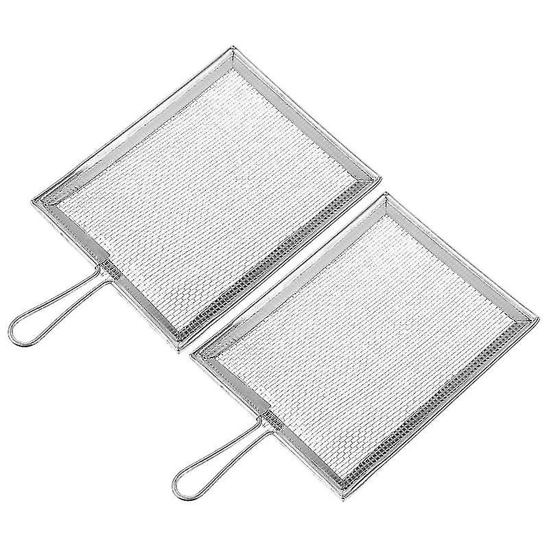 9.5X16.5cm Silver Shapers 2pcs Grip Handle Design Filtering Tool Screen Filter Strainer Sieve (silve
