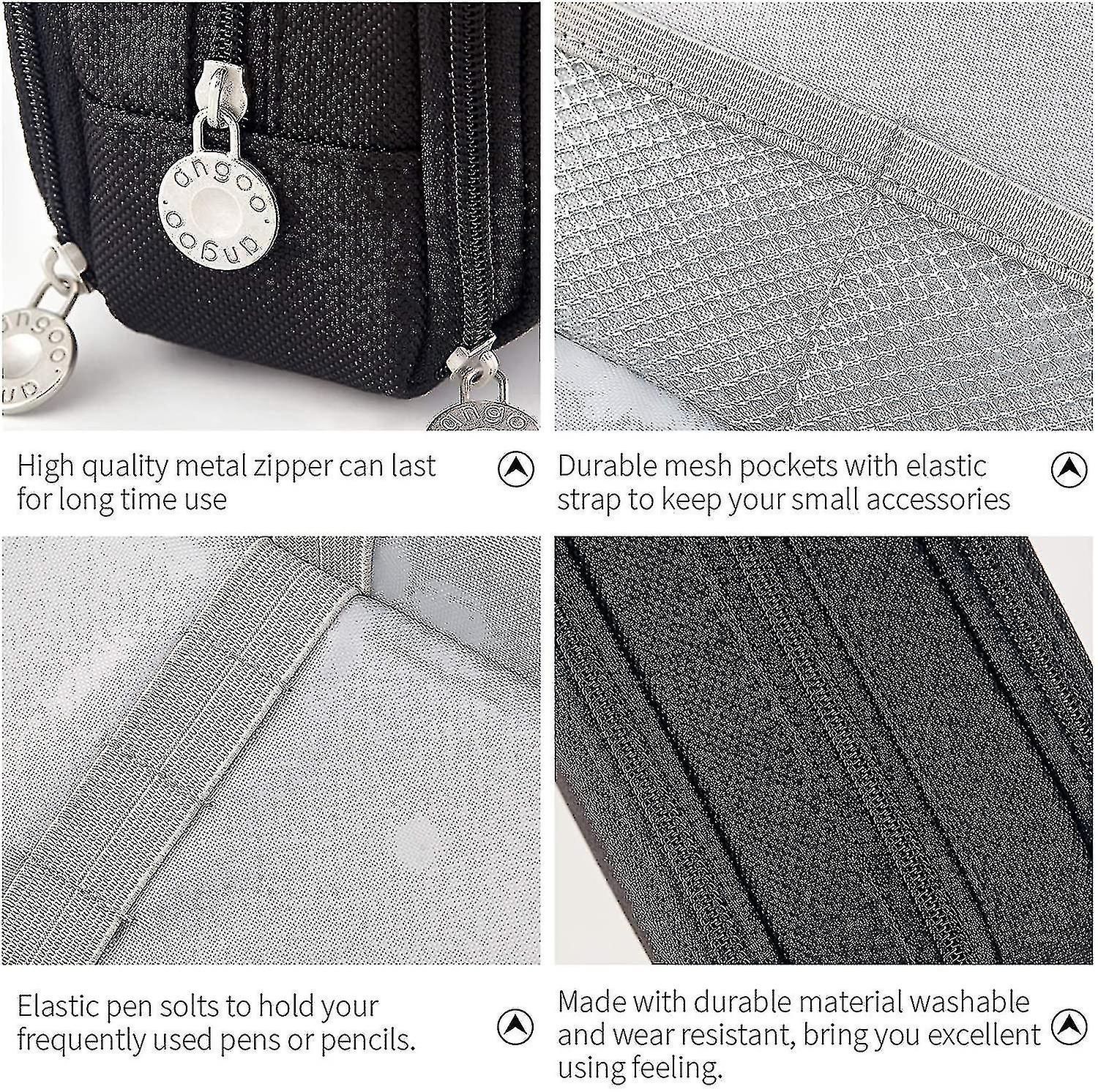 Large Capacity Pencil Case 3 Compartment Pouch Pen Bag For Student