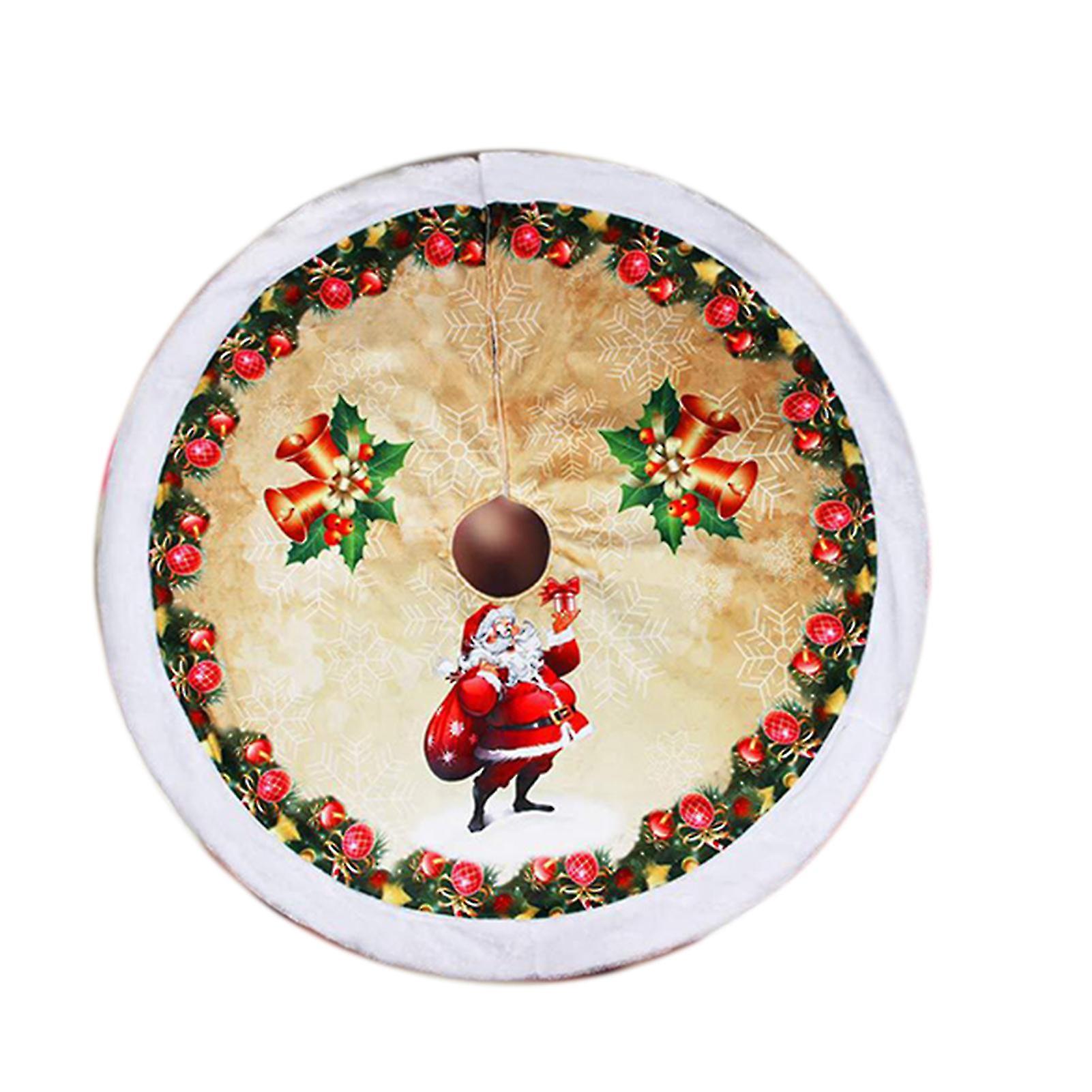 Pull String Cloth Christmas Tree Skirt With Santa Claus Snowflake