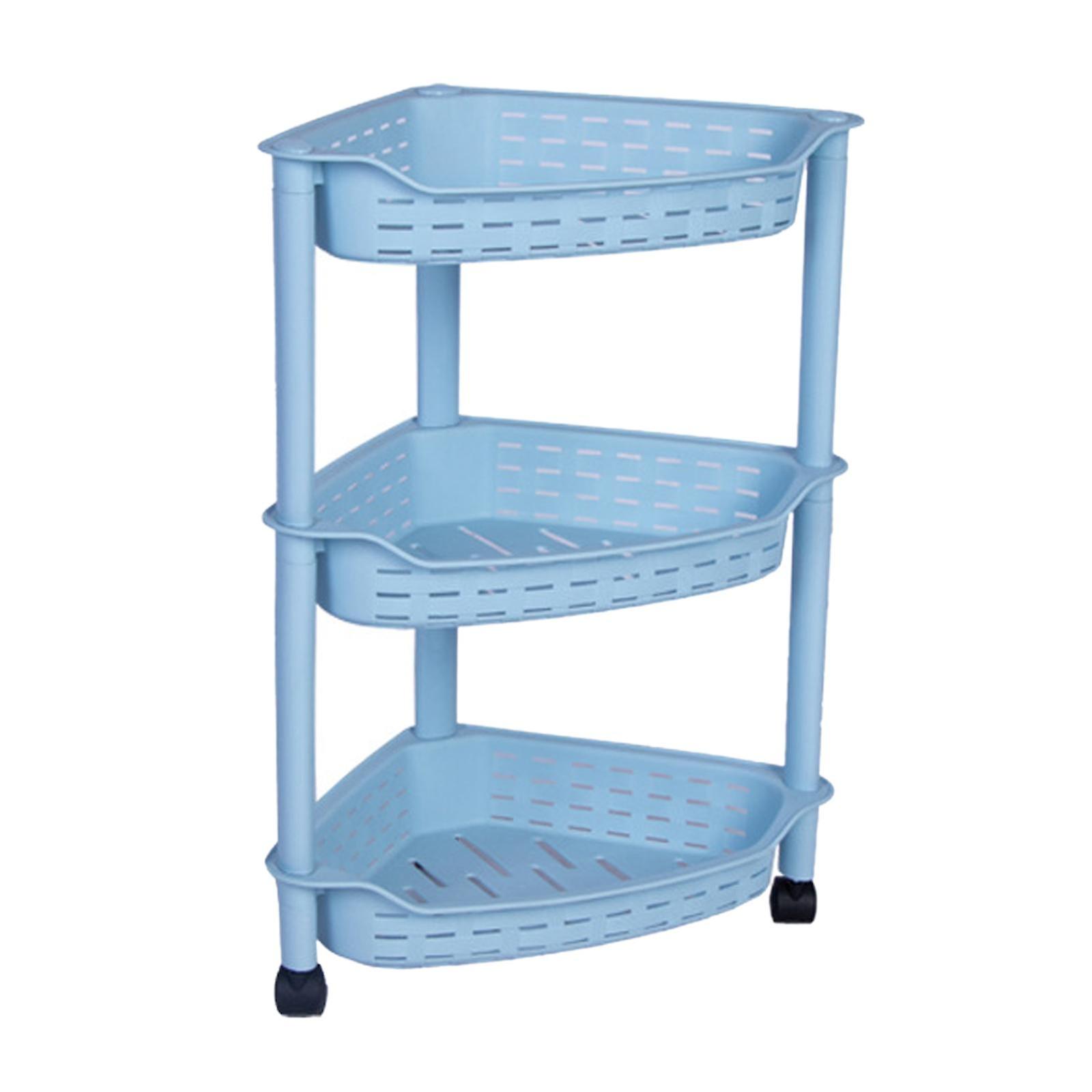 Bathroom Storage Rack Free Standing 3 Layer for Office Kitchen blue middle