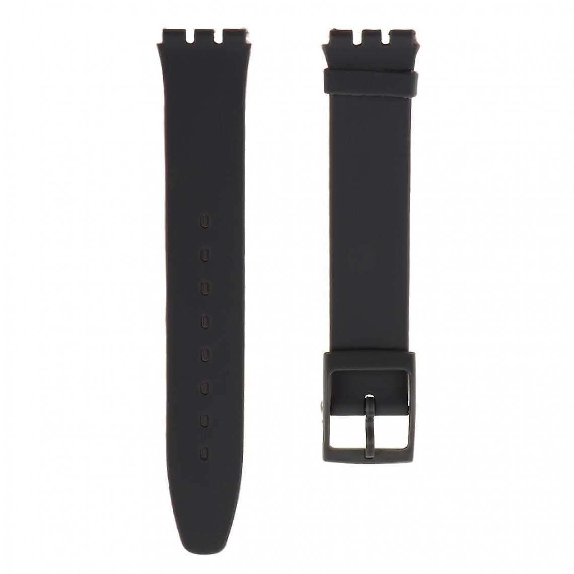 16mm Black Waterproof Silicone Strap Deployment Wristband