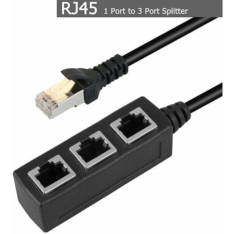 RJ45 LAN Ethernet 1 to 3 Port Splitter Cable Network with Cat5, Cat5e, Cat6, Cat7 Adapter Socket