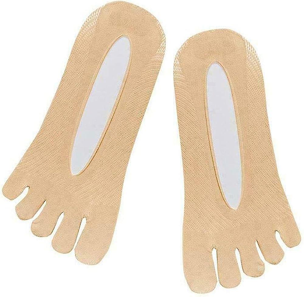 Toe Socks Microfiber No Show Liner Five Toe Breathable Socks with Gel Tab, 5 Pair Pack