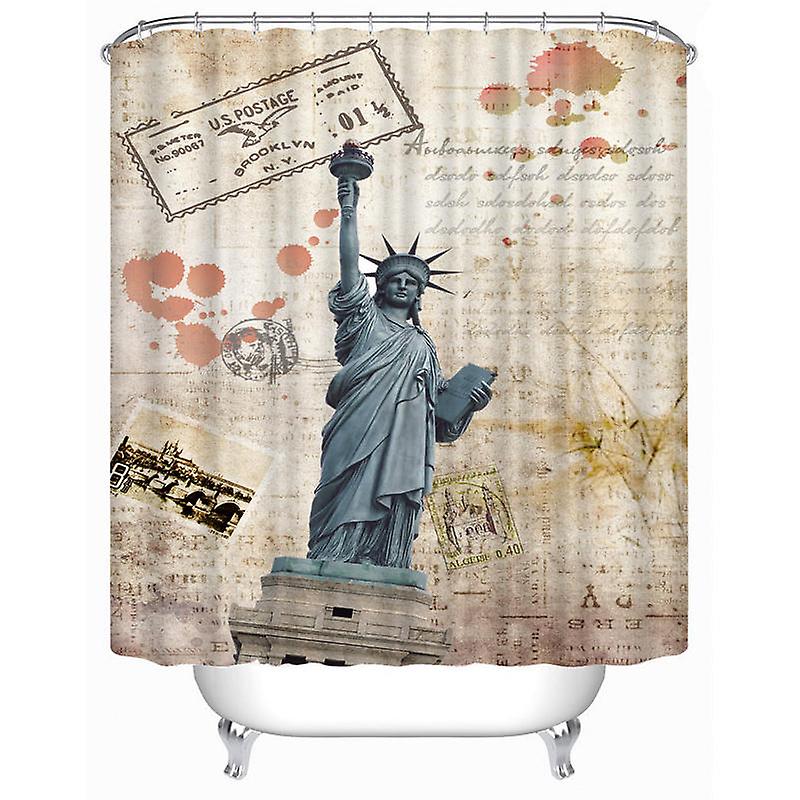 72X72 Inch Polyester Car Series Shower Curtain With 12 Hooks - Colormix