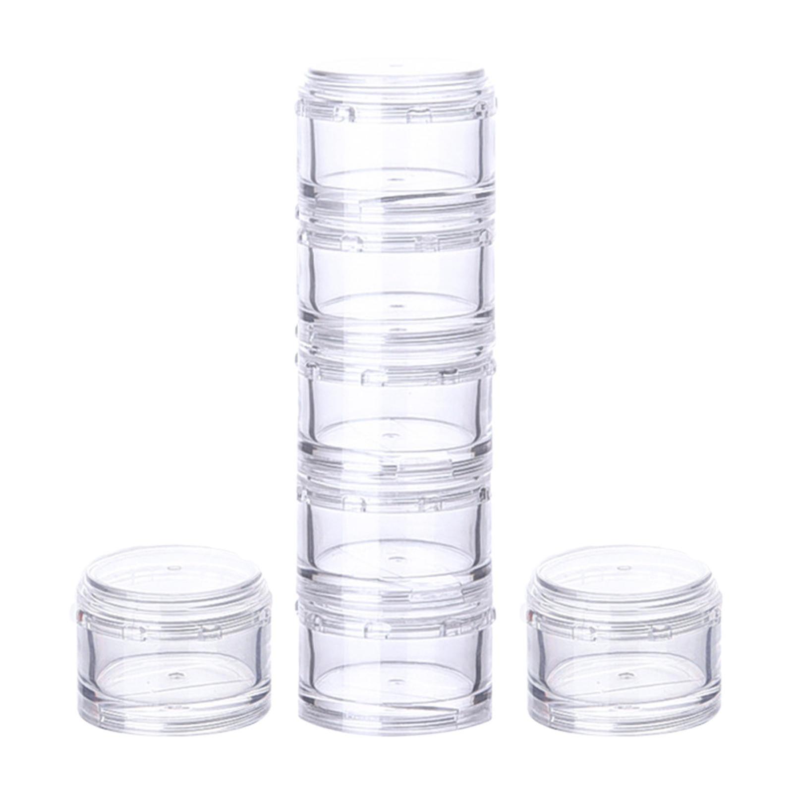 7 Pieces Plastic Weekly Pill Organizer Stackable Pot for Buttons Beads Clear