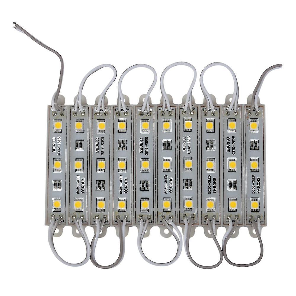 1*10pcs 5050 Smd 3 Led Module String Light Waterproof Dc 12v Warm White