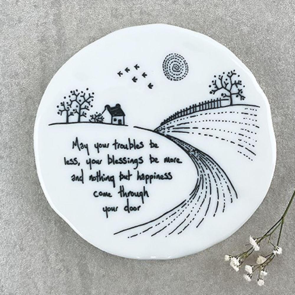 Porcelain Coaster with Words | 'Troubles Be Less' Friends Keepsake Gift