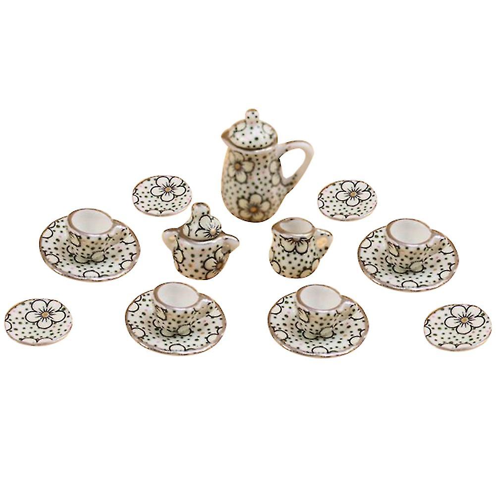 15db/set Dollhouse miniatűr kerámia virágos teáscsésze csészealjak étkészlet játék