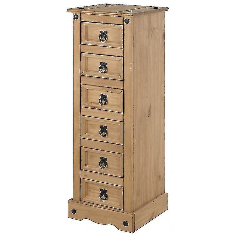 Corona Narrow 6 Drawer Bedside Cabinet