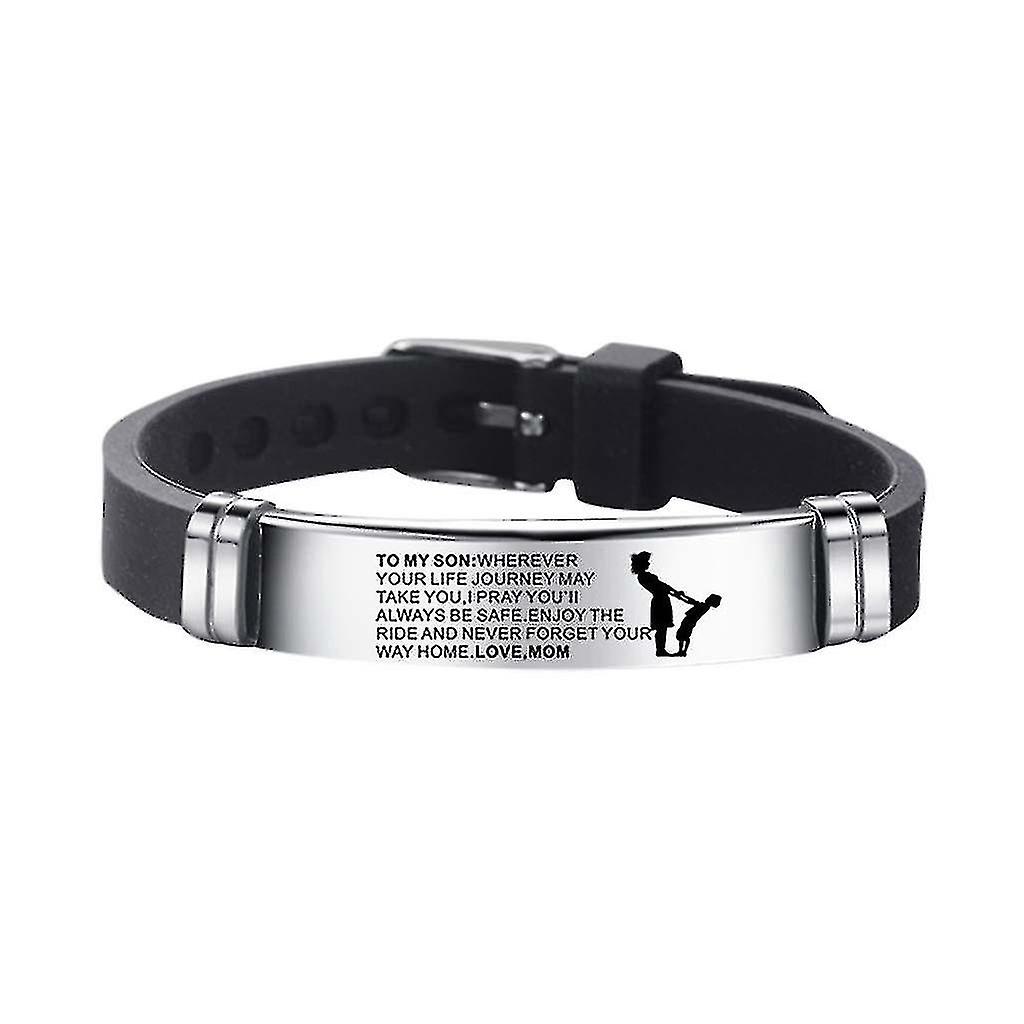 Pulsera para hijo de mamá y papá Pulseras de acero y silicona Pulsera inspiradora