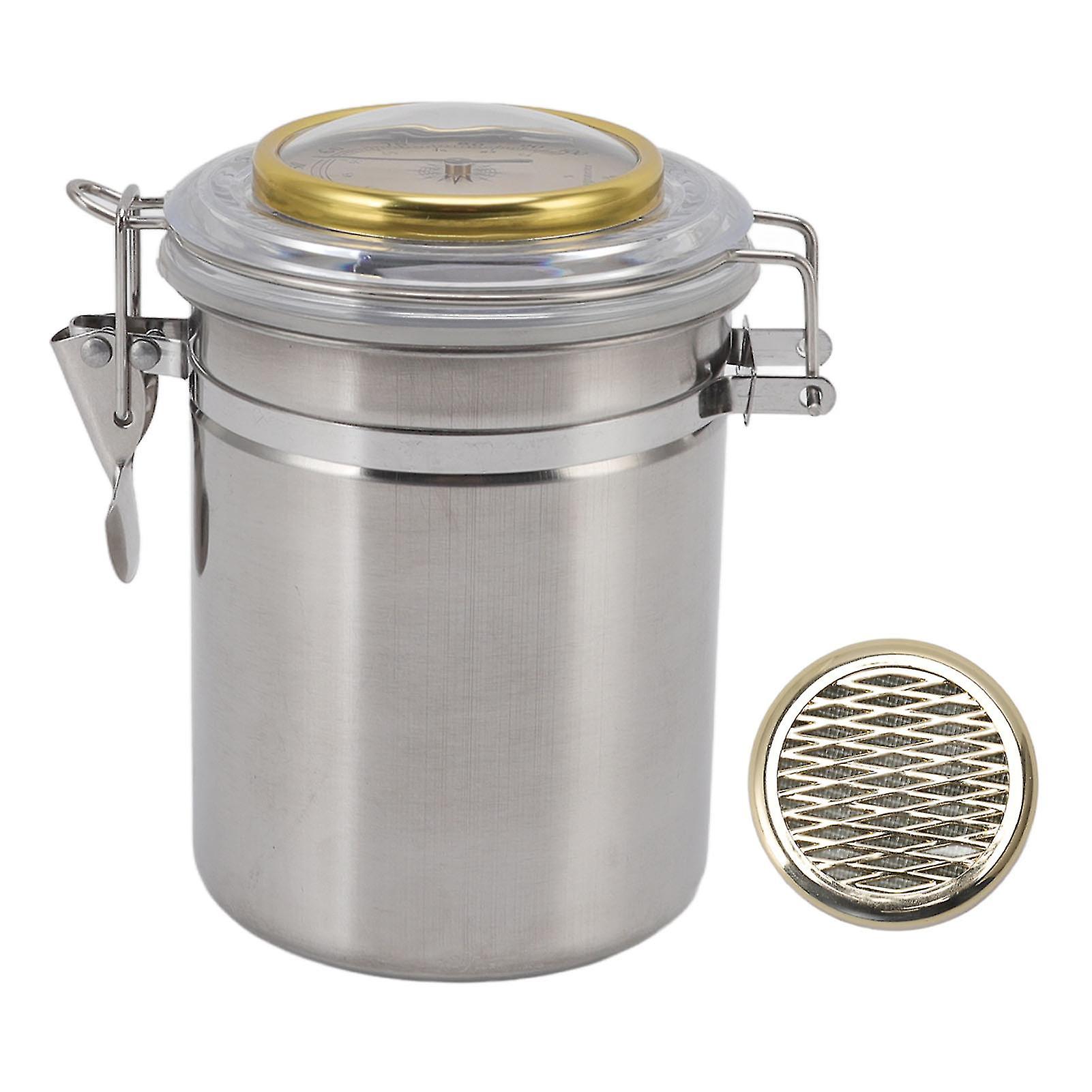Stainless Steel Airtight Tobacco Jar with Humidity Meter 96mm x 147mm Moisture Control Humidifier Insert Sealed Storage Container for Tobacc