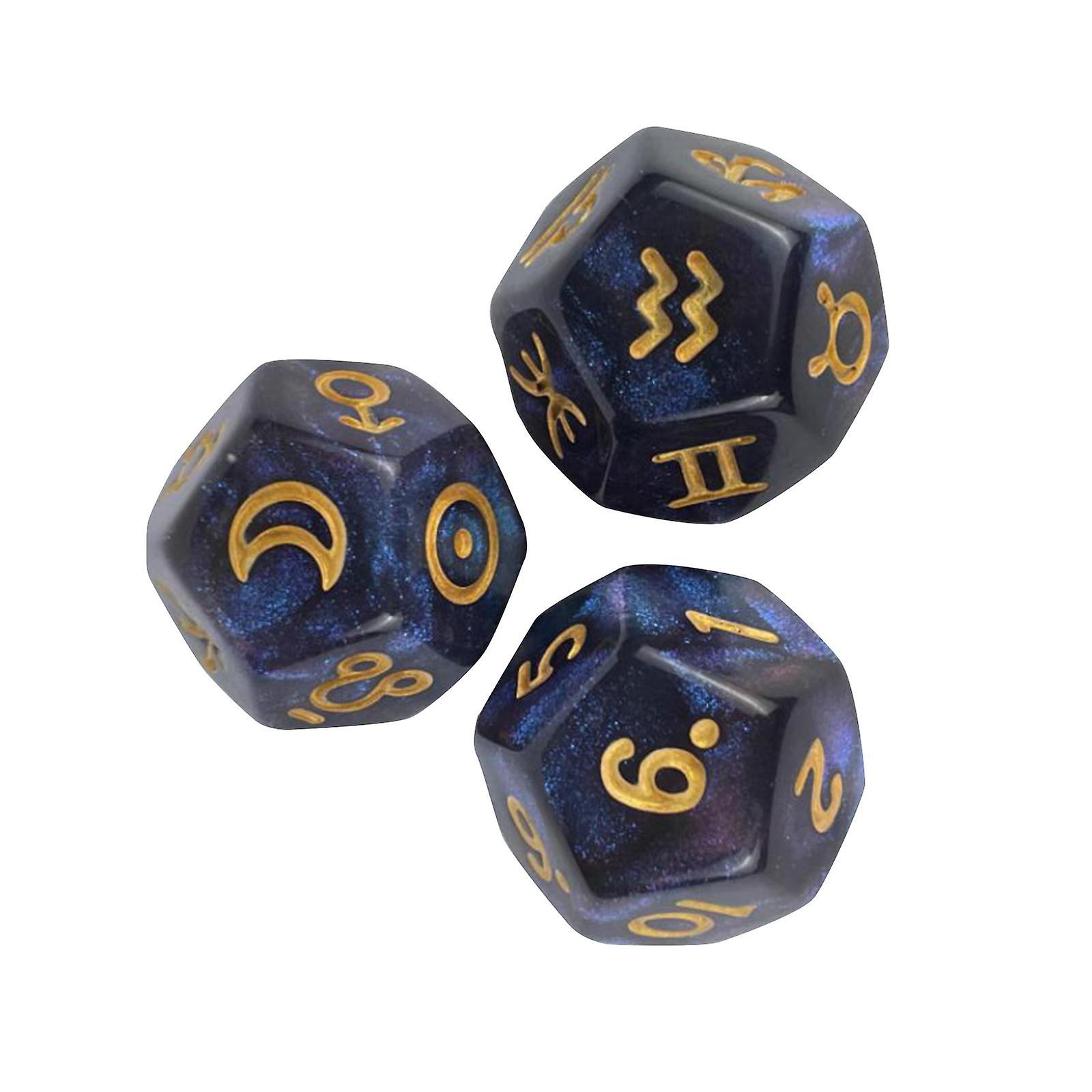 3x Polyhedral Dice Multi Sided Dices Constellation Dice for Family Gathering Style A