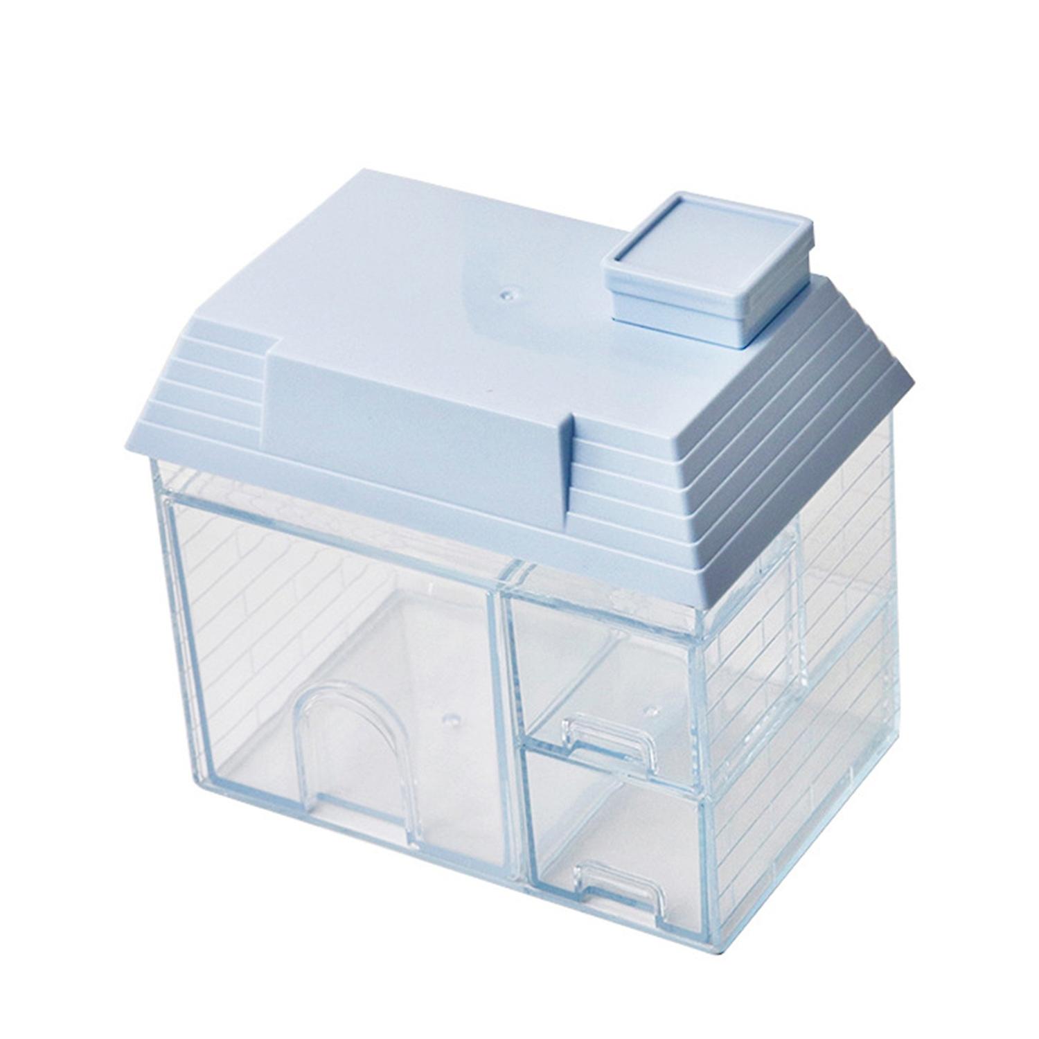Stationery Storage Box Visible Multiple Grids House Shape Desk Sundries Storage Container Household