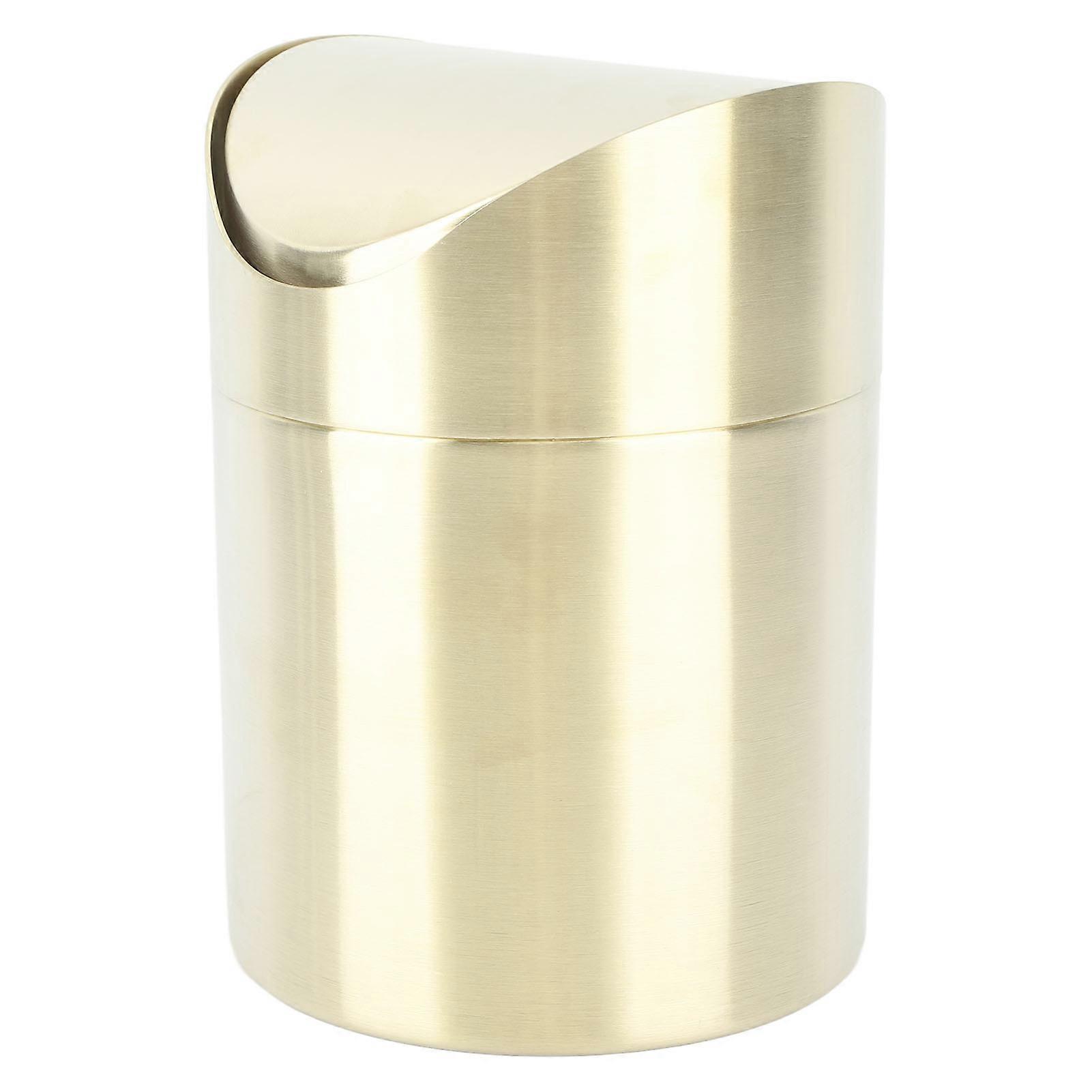 304 Stainless Steel Desktop Trash Can Fingerprint Proof Compact Mini Countertop Trash Bin Space Saving for Office Gold