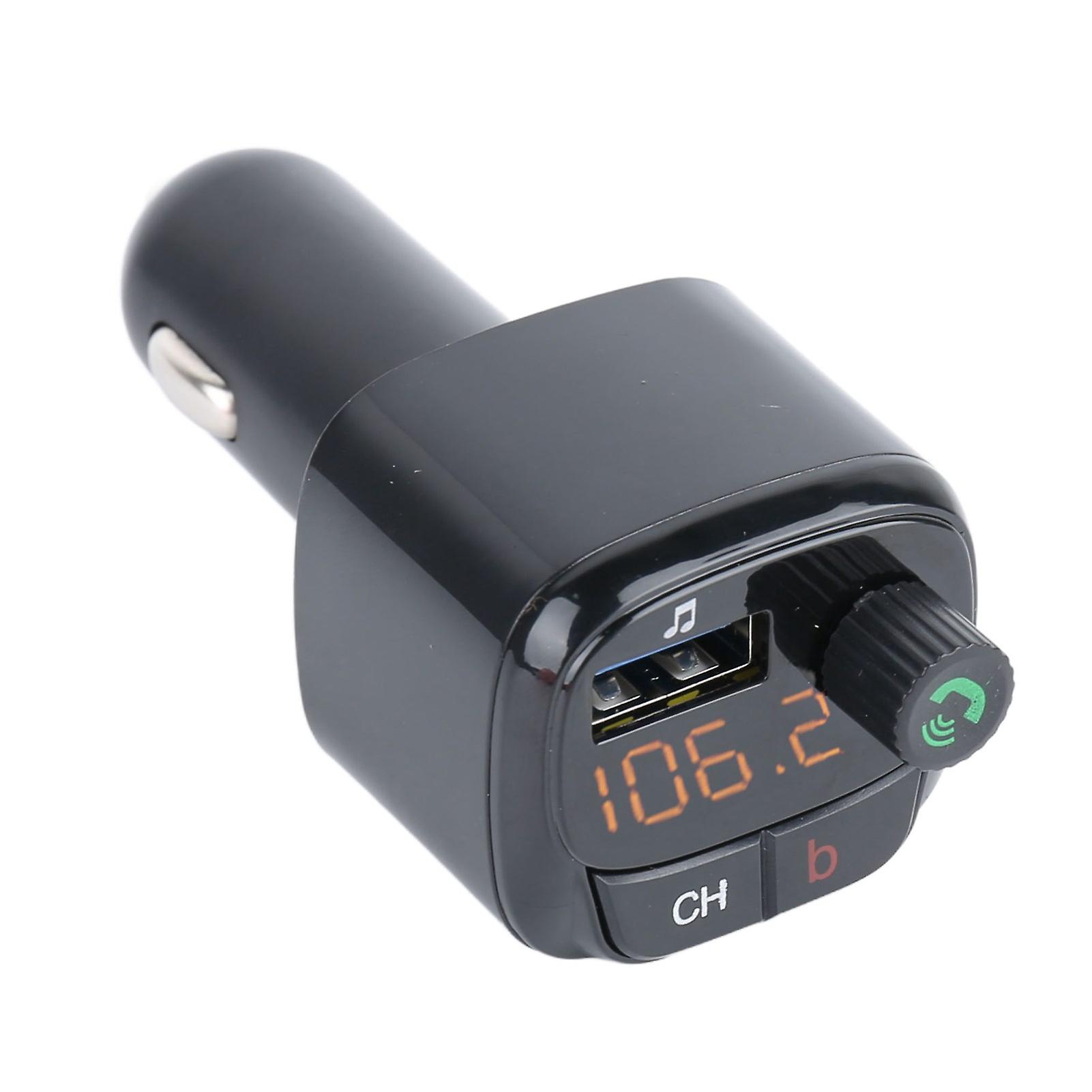 Car Bluetooth MP3 Player Wireless Transmitter Portable FM Adapter USB Charging Hands-Free Calling Compact Design Blac