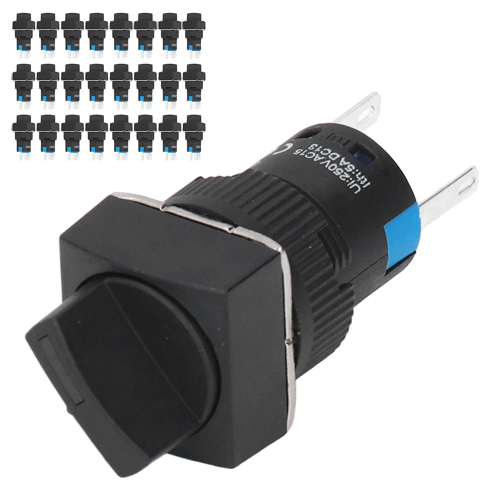 25PCS 24V 16mm Square 5 Pin Self Locking Rotary Select Switch BEMLA1611XD/21F(Red)