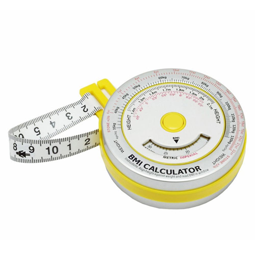 fornnerg 2M Portable Round Shape Aluminum Sheet BMI Calculator Body Measure Tape Ruler