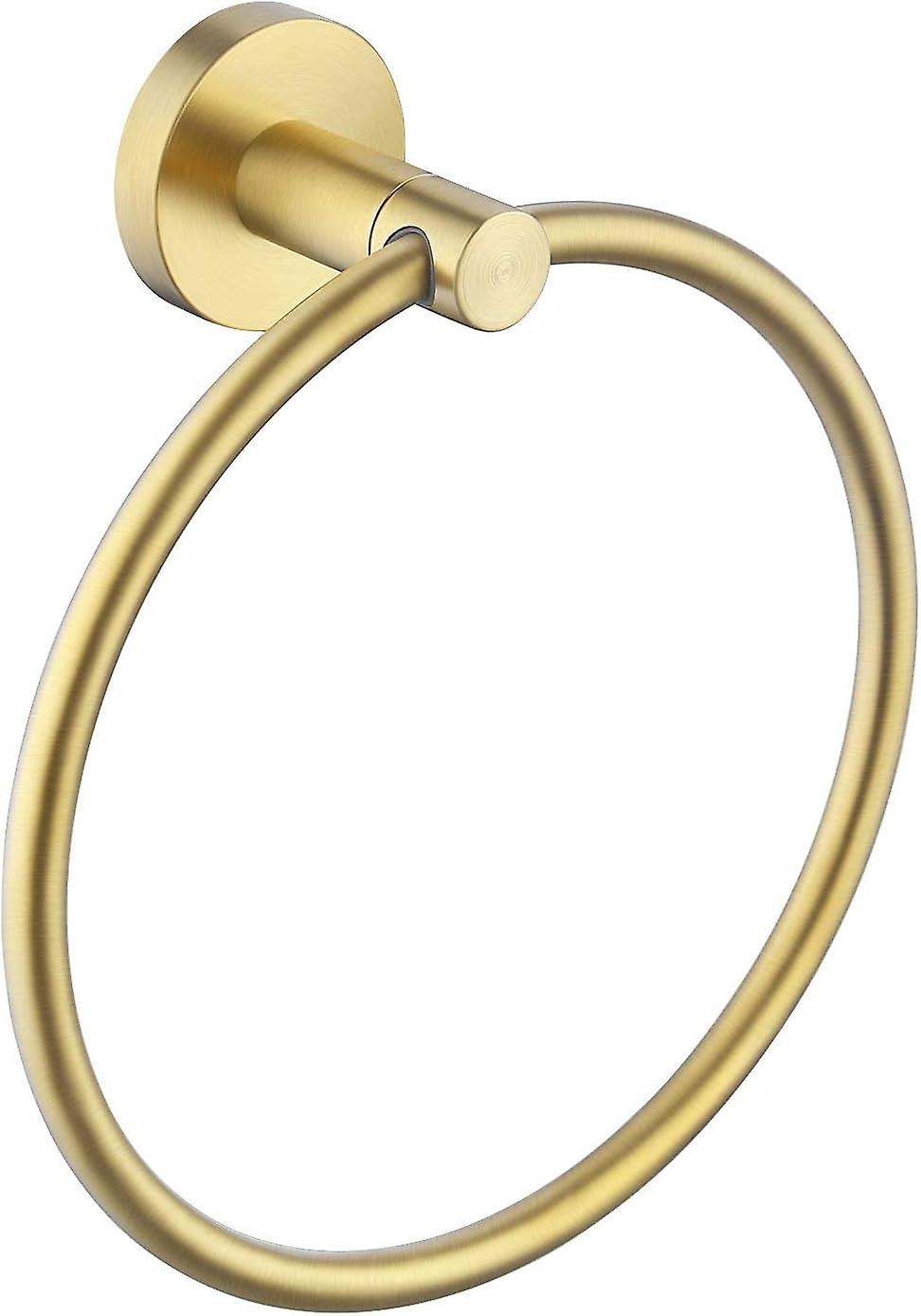 つや消しゴールドタオルリングバスルームハンドタオルホルダーラウンドウォールマウントSUS304ステンレス鋼つや消し