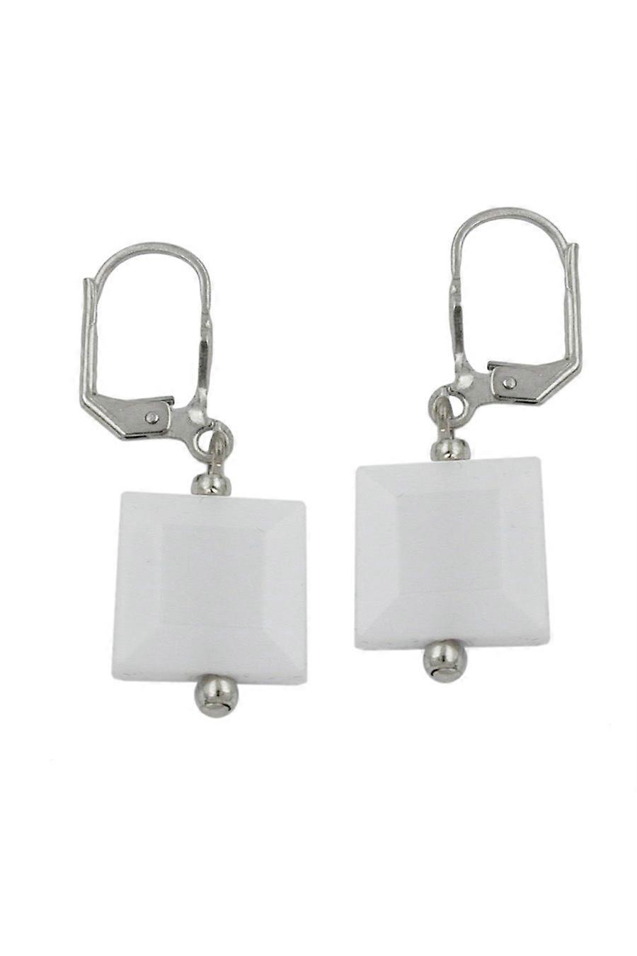 Leverback Earrings Squared White - Gl06855