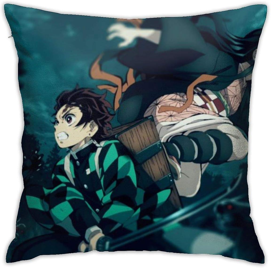 鬼滅の刃鬼滅の刃スロー枕カバー18 x 18インチ、枕カバーモダンクッションカバースクエア枕カバーデコレーション-s122