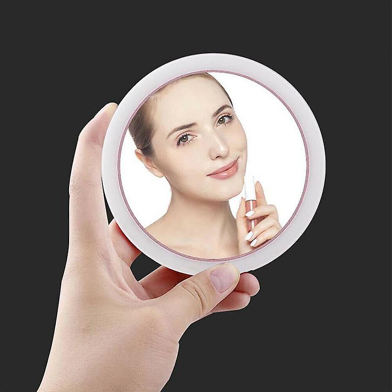 Mini Portable Round Makeup Mirror USB Charging LED Sensing Lighting Tool New