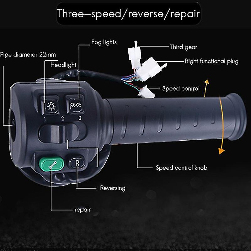 Dropship-hall Type Twist Throttle Set With Three Speed Gear Reverse Turn Signal Function For Motorcycle E-scooter Controller