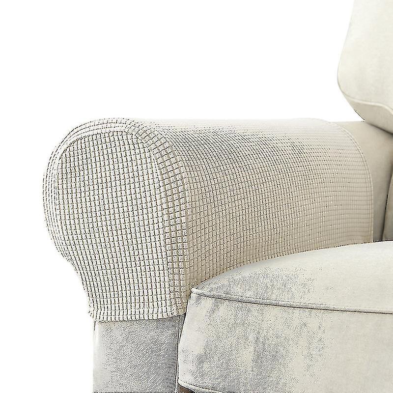 2個のストレッチアームレストカバースパンデックスジャカードアームカバー柔らかく伸縮性のあるプロテクター椅子ソファアームチェアスリップカバーリクライニングソファ用