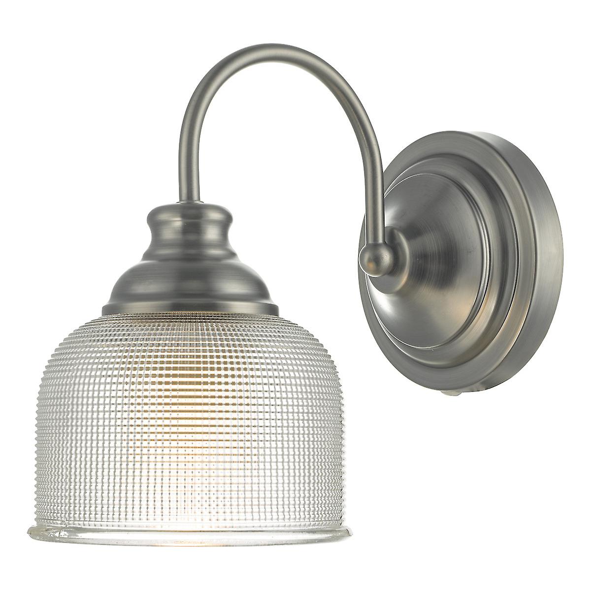 DAR TACK Dome Wall Light Antique Chrome & Textured Glass