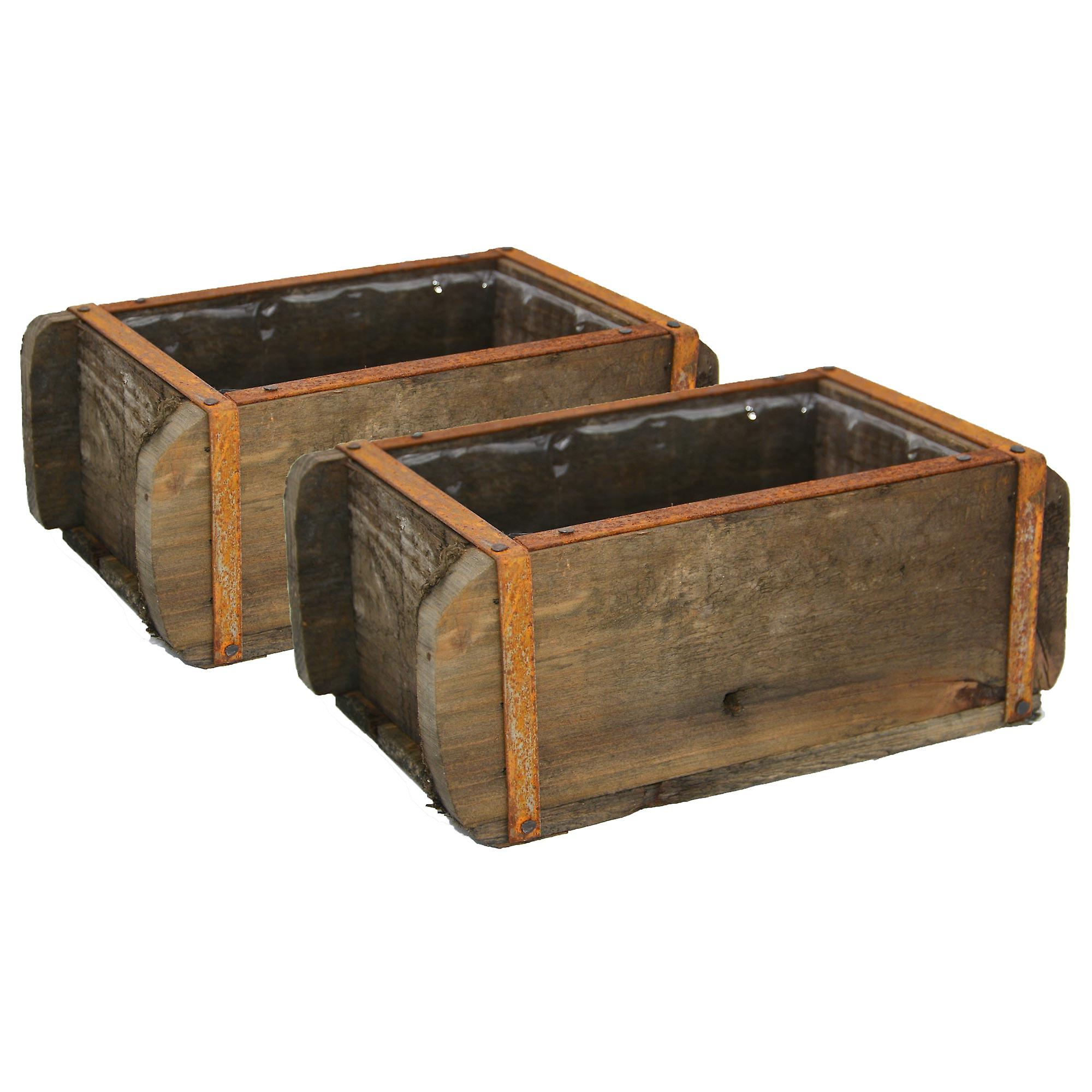 Vintage Ziegelform Holz Deko Aufbewahrungsbox Backsteinform Holzkiste 2er Set