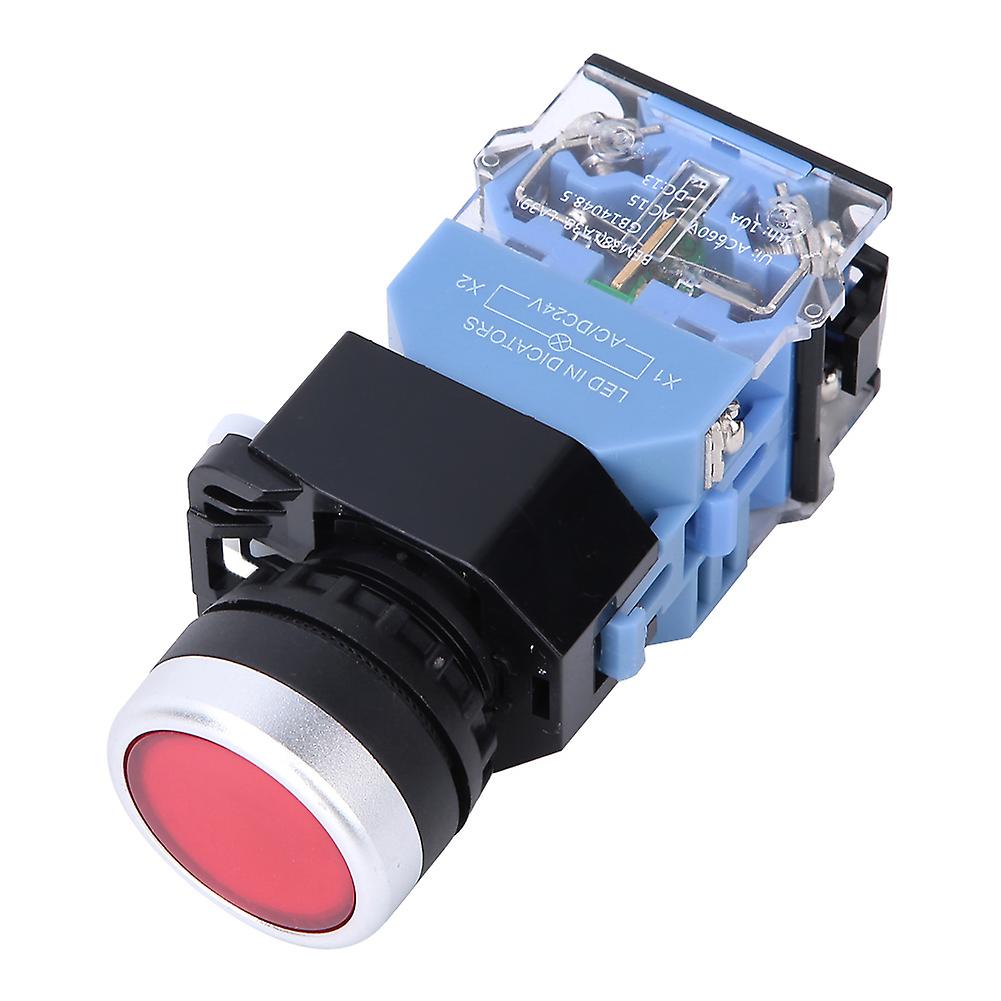 10 Pcs BEM38-11D Self-Reset Flat Head Button Switch 1 On 1 Off Button Switch 22mm(Red Light)