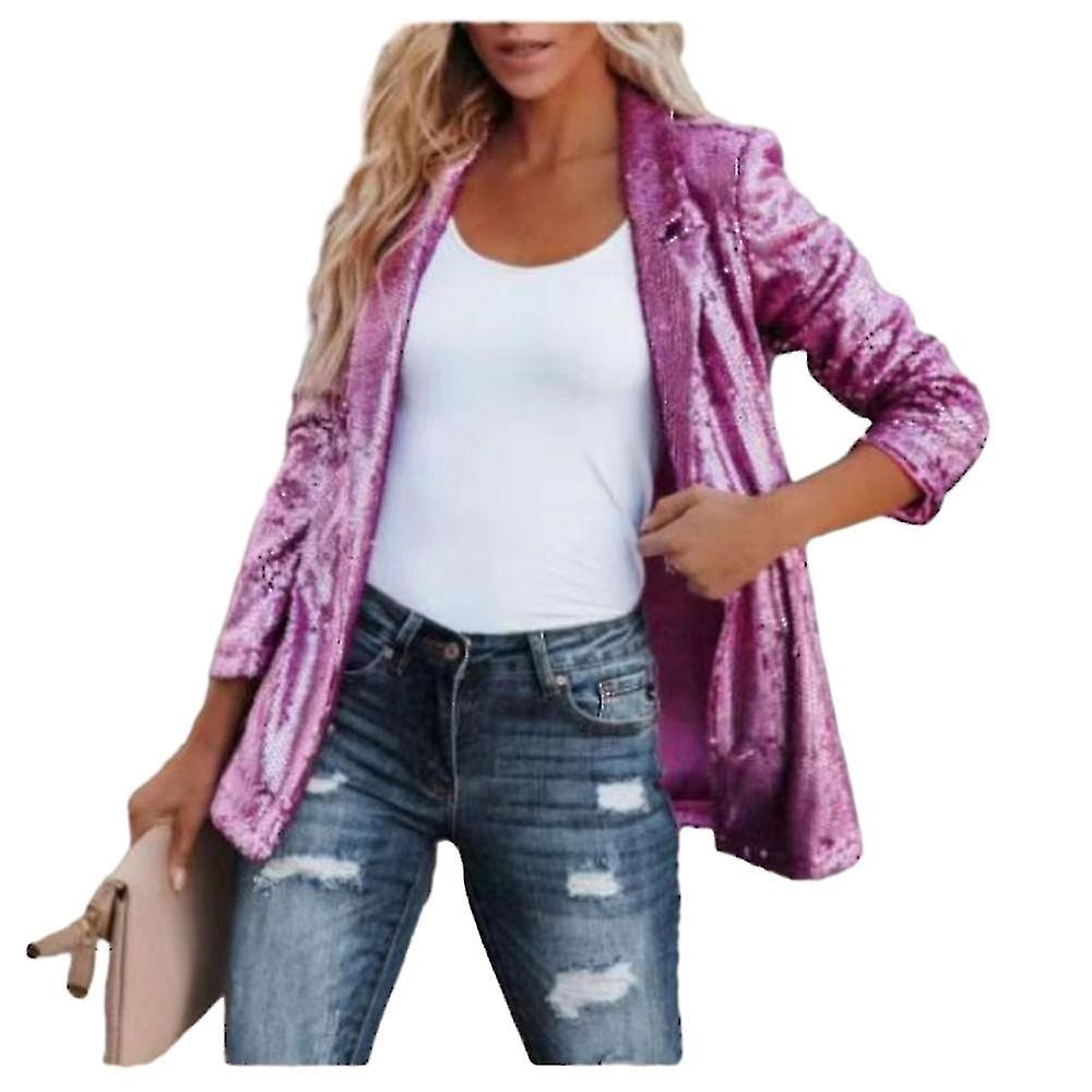 Sequin Glitter Jacket Women's Blazer Fitted Long Sleeve Bomber Jacket for Women