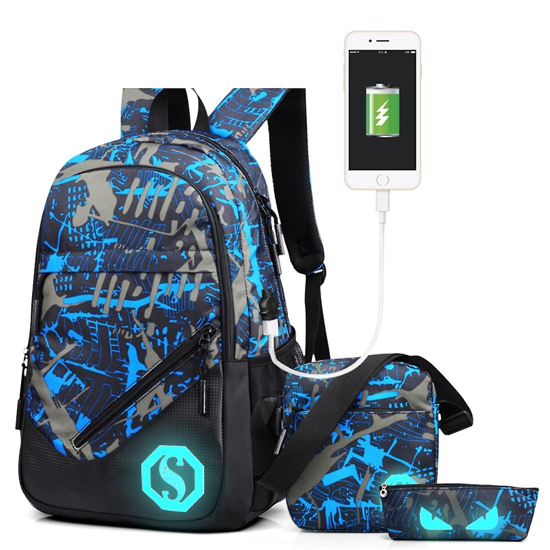 Backpack with External USB Charging Interface&Pen Bag