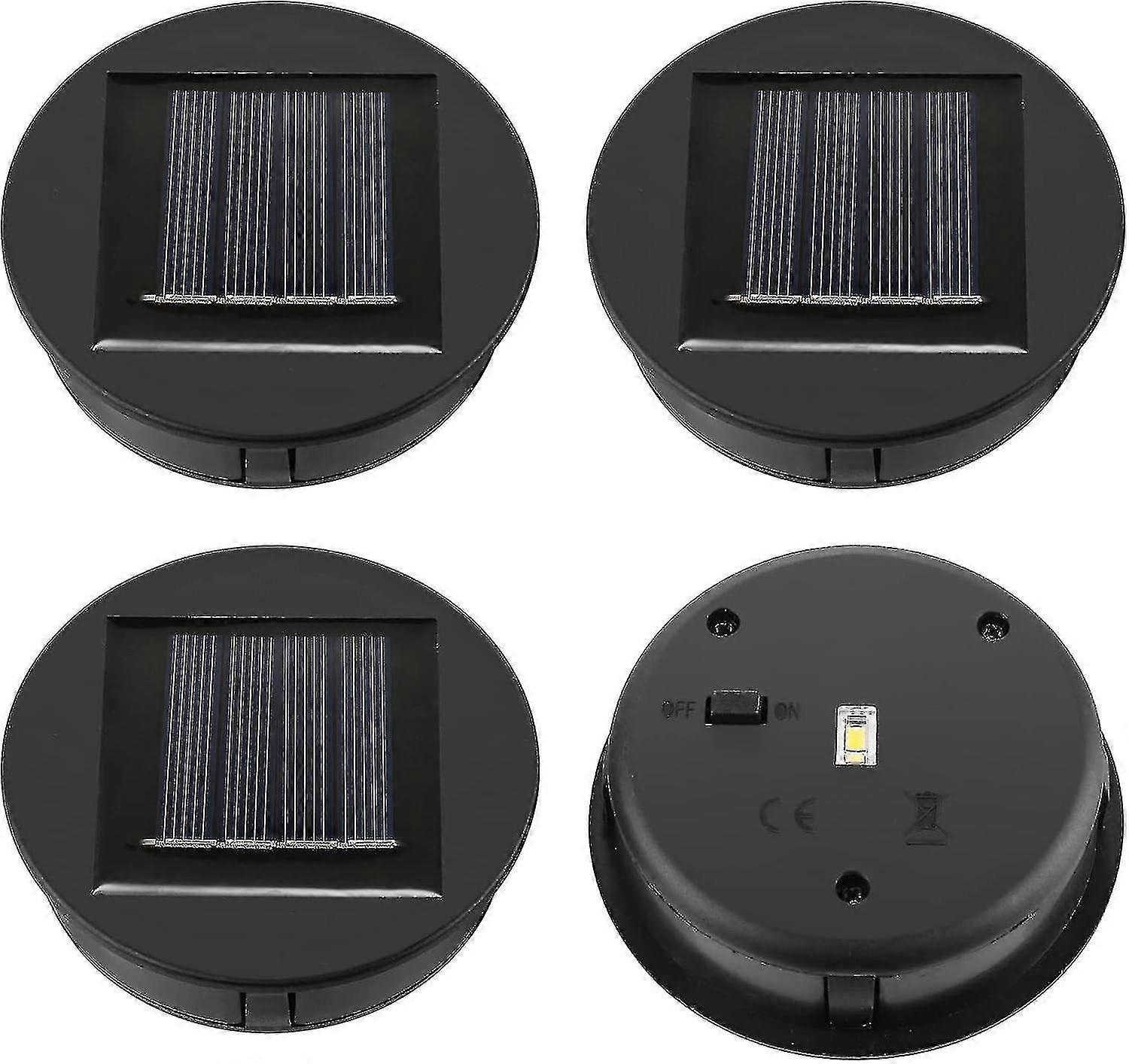 Replacement Solar Lights - 4 Pack Solar Panel Lid Lantern - Replacement Solar Lights